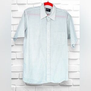 Arrow Kent Men’s Size 16 Short Sleeve White w/Black & Grey Checkered Plaid Shirt